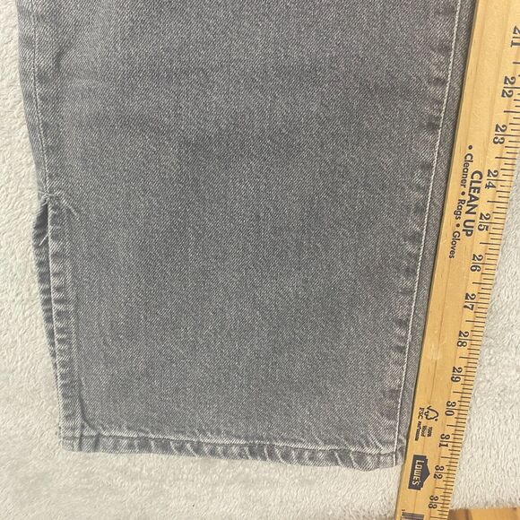 Boohoo Man Jeans Mens 30x32 Gray Button Fly Relaxed Baggie Split Hem Y2K Grunge - Picture 7 of 12